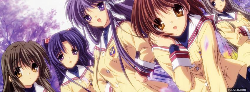 Photo manga clannad girls Facebook Cover for Free
