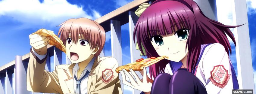 Photo manga eating pizza Facebook Cover for Free