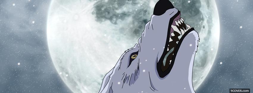 Photo manga white wolf and moon Facebook Cover for Free