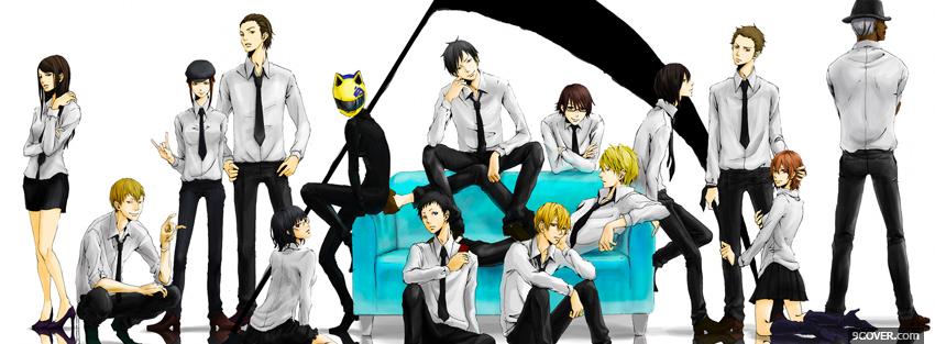 Photo durarara crew in white shirts Facebook Cover for Free