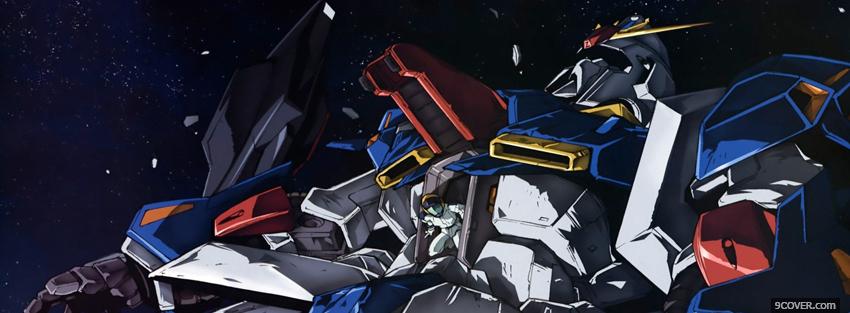 Photo gundam robot in the night Facebook Cover for Free
