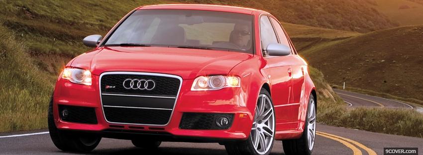 Photo outside red audi car Facebook Cover for Free