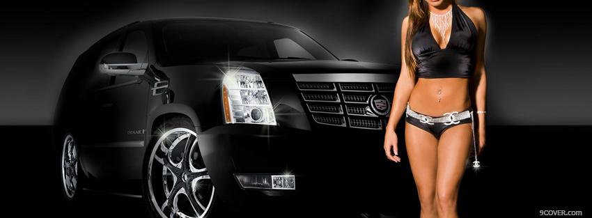 Photo black car and hot woman Facebook Cover for Free
