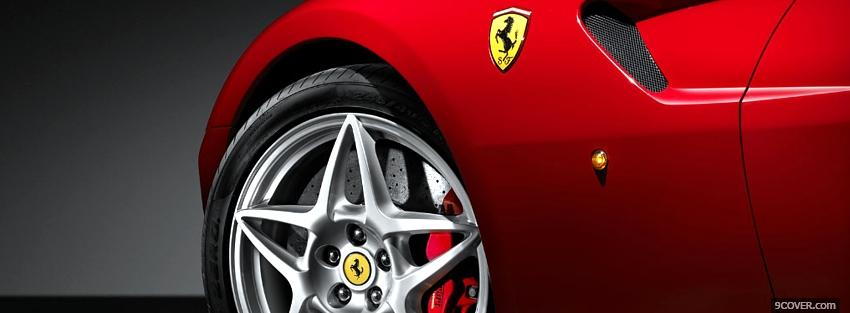 Photo red ferrari car wheel Facebook Cover for Free