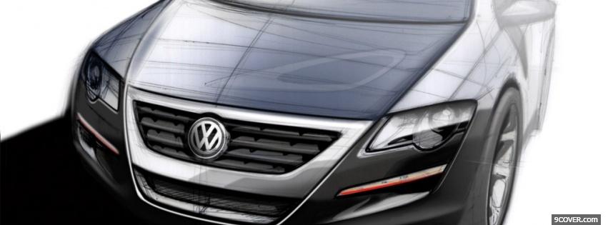 Photo drawed front of black volkswagen Facebook Cover for Free