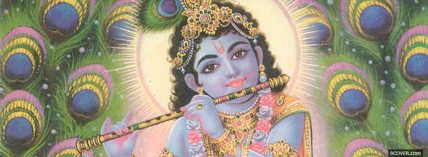 Photo lord krishna playing on the flute Facebook Cover for Free