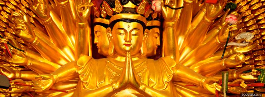 Photo religions gold statue of buddha Facebook Cover for Free