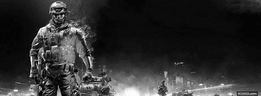Photo black and white battlefield video games Facebook Cover for Free