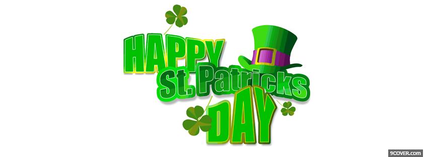 Photo happy st patricks day clovers and hat Facebook Cover for Free