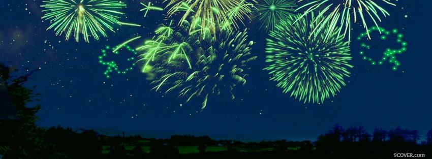 Photo st patrick green fireworks Facebook Cover for Free