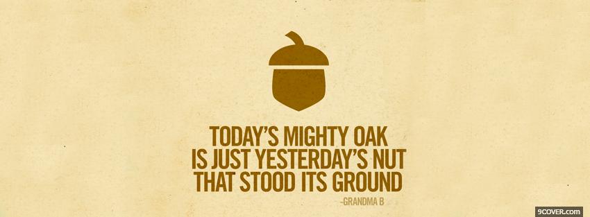 Photo todays mighty oak quotes Facebook Cover for Free