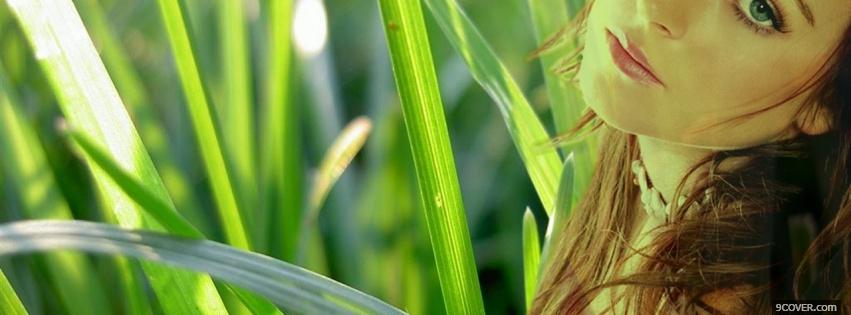 Photo woman in tall grass Facebook Cover for Free