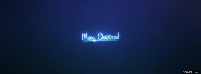 Photo neon blue merry christmas Facebook Cover for Free