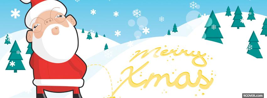 Photo funny santa claus and mountains Facebook Cover for Free