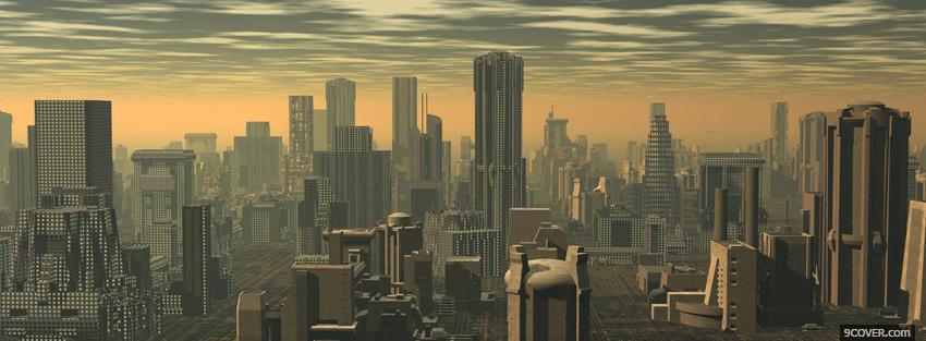 Photo the city sunset 3d buildings Facebook Cover for Free