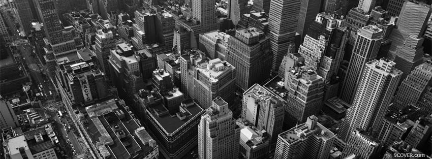 Photo black and white looking down on buildings Facebook Cover for Free
