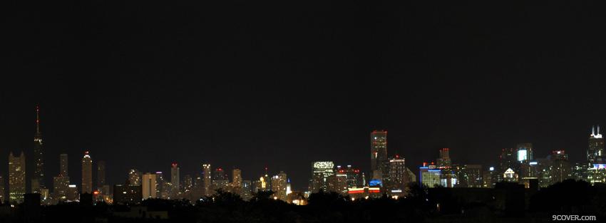 Photo city chicago night skyline Facebook Cover for Free