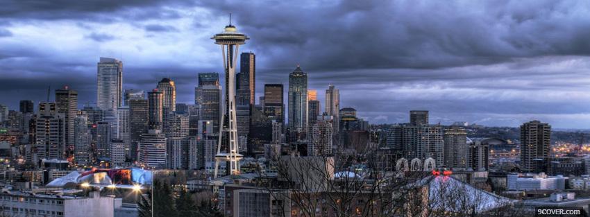 Photo city seattle backround Facebook Cover for Free
