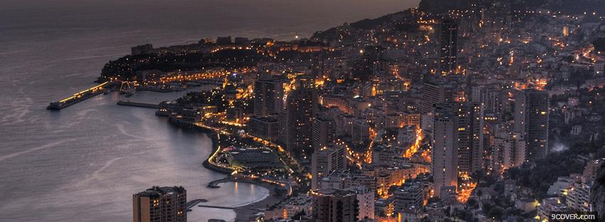 Photo city beautiful monaco at night Facebook Cover for Free