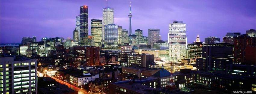 Photo city night in toronto canada Facebook Cover for Free