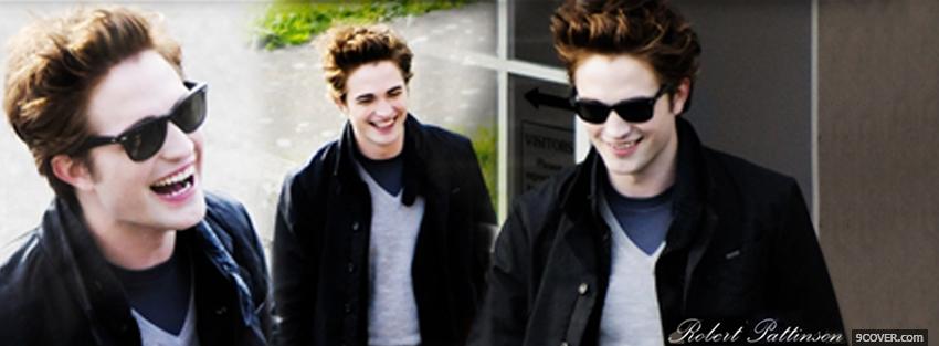 Photo movie actor robert pattison laughing Facebook Cover for Free