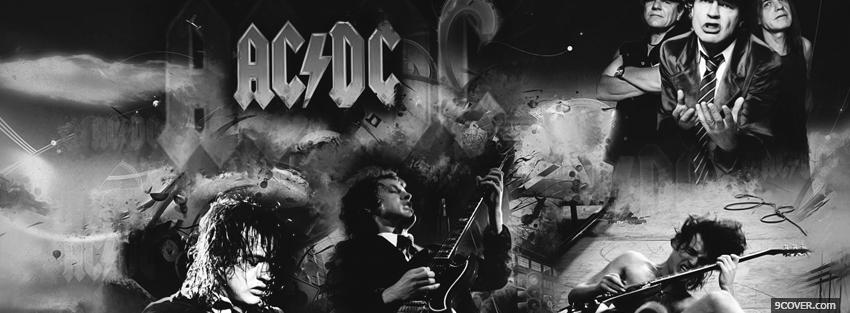 Photo acdc black and white Facebook Cover for Free