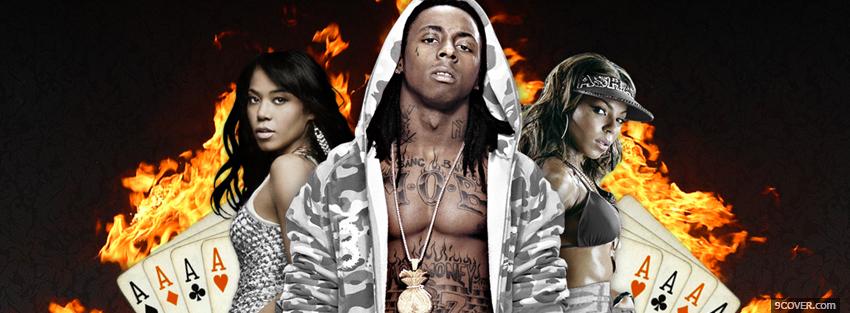 Photo lil wayne fire and cards music Facebook Cover for Free