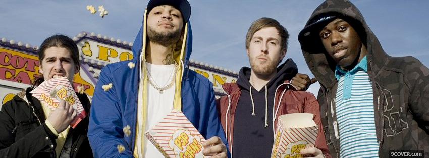 Photo gym class heroes with pop corn Facebook Cover for Free
