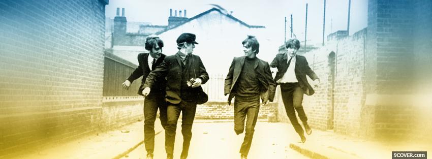 Photo the beatles running Facebook Cover for Free