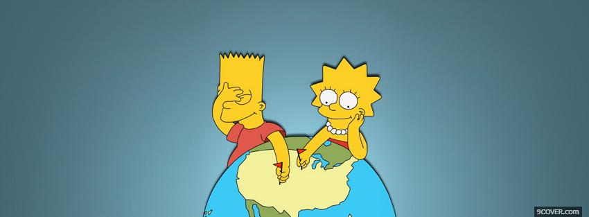 Photo tv shows bart and lisa with the world Facebook Cover for Free