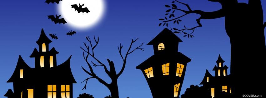 Photo spooky haunted houses Facebook Cover for Free