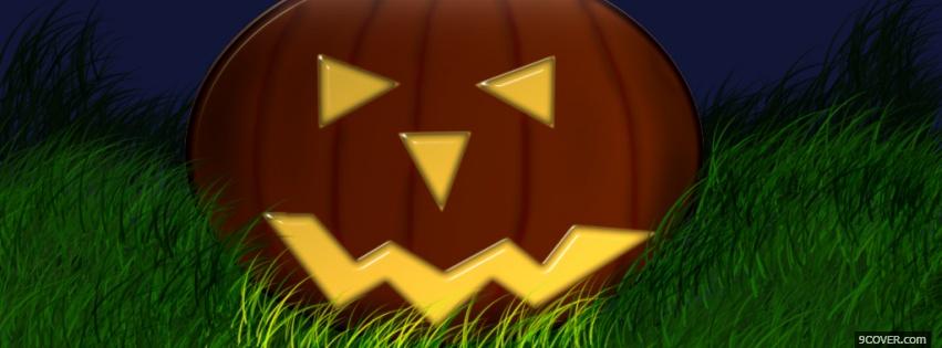 Photo pumpkin in grass halloween Facebook Cover for Free