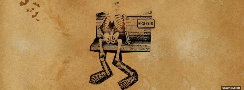 Photo skeleton on a bench halloween Facebook Cover for Free