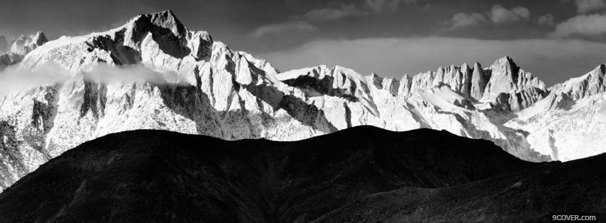 Photo amazing black and white mountains Facebook Cover for Free
