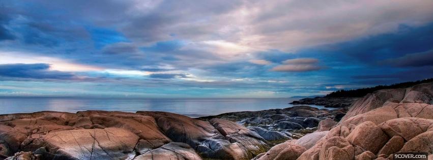 Photo nice rocky beach nature Facebook Cover for Free