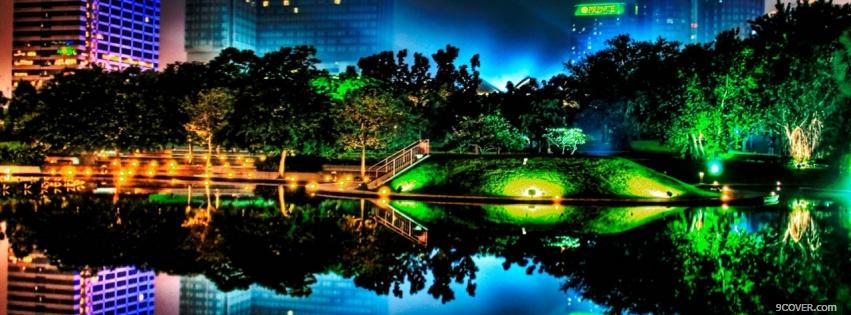 Photo colorful night trees nature Facebook Cover for Free
