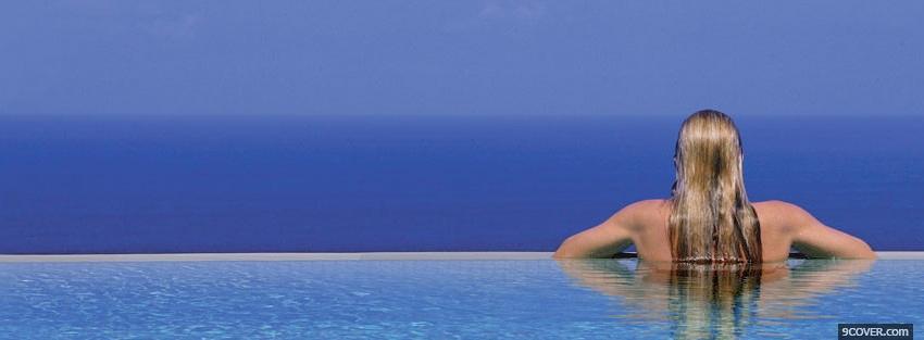 Photo infinity pool ocean nature Facebook Cover for Free