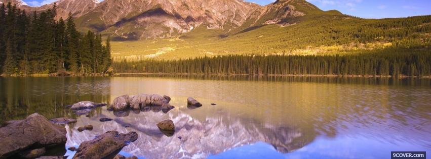 Photo lake mountain reflection nature Facebook Cover for Free