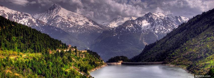 Photo land of mountains nature Facebook Cover for Free