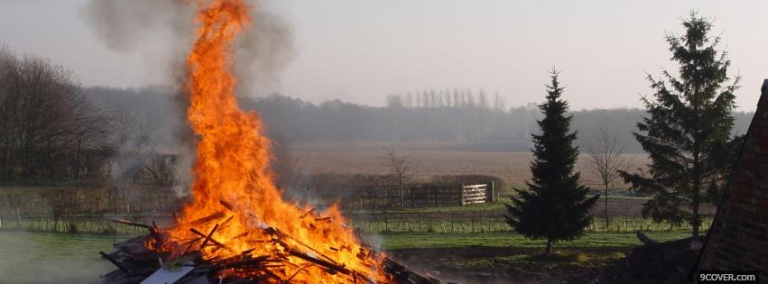 Photo burning house nature Facebook Cover for Free