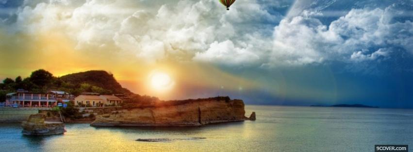 Photo beach sun clouds nature Facebook Cover for Free