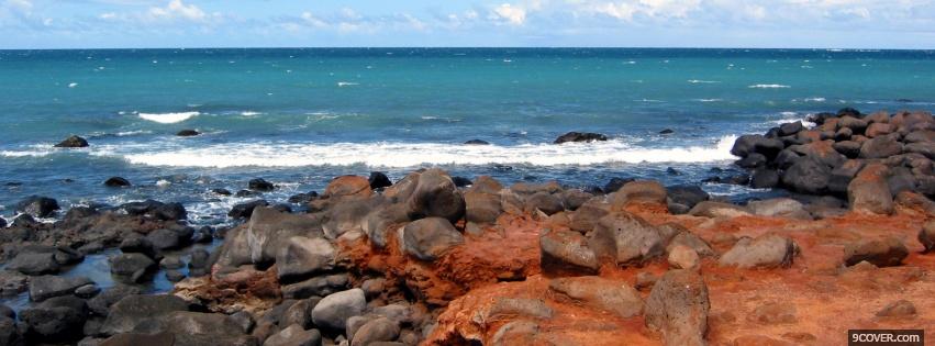 Photo grey rocks sea nature Facebook Cover for Free