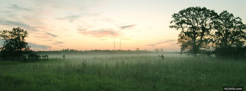 Photo morning fog nature Facebook Cover for Free