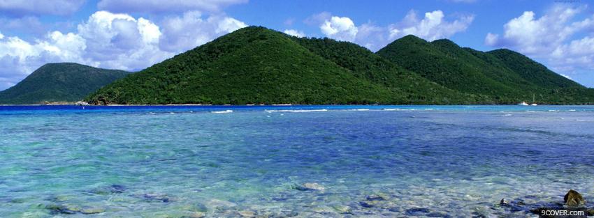 Photo green mountains beach nature Facebook Cover for Free