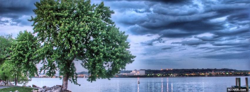 Photo dark skies trees nature Facebook Cover for Free