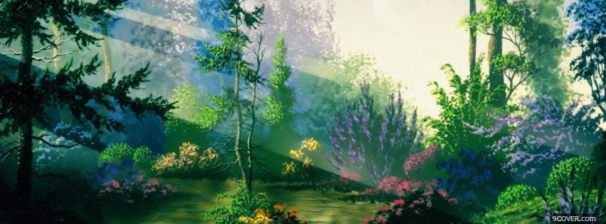 Photo fantasy forest nature Facebook Cover for Free