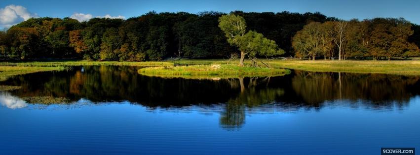 Photo blue lake reflection nature Facebook Cover for Free