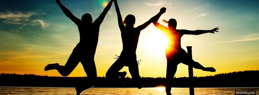 Photo sunset jumping nature Facebook Cover for Free