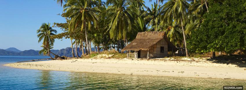 Photo cabin on beach nature Facebook Cover for Free