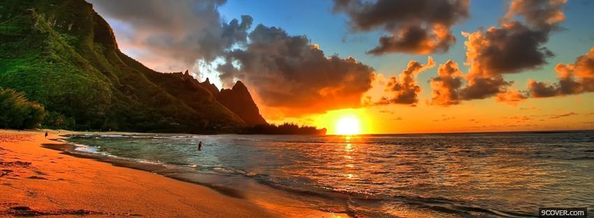 Photo sunset paradise nature Facebook Cover for Free